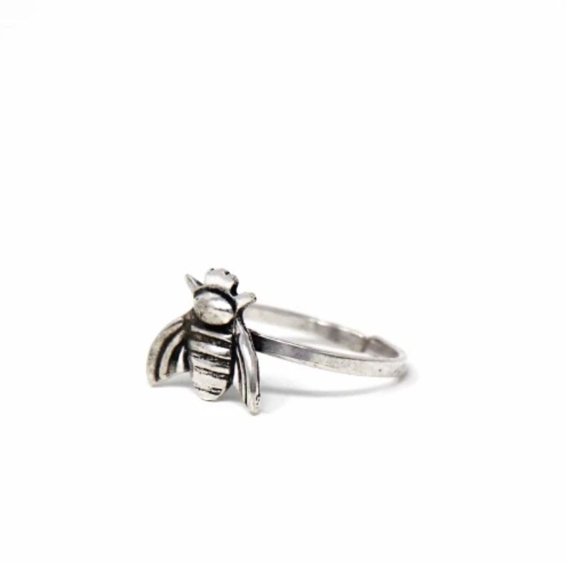 IX10ORX9077 Honeybee Adjustable Ring, Black Antique