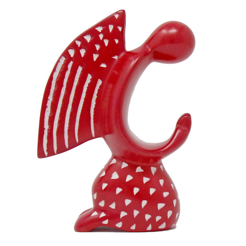 KSAAPRY-R Praying Angel Soapstone Sculpture, Red