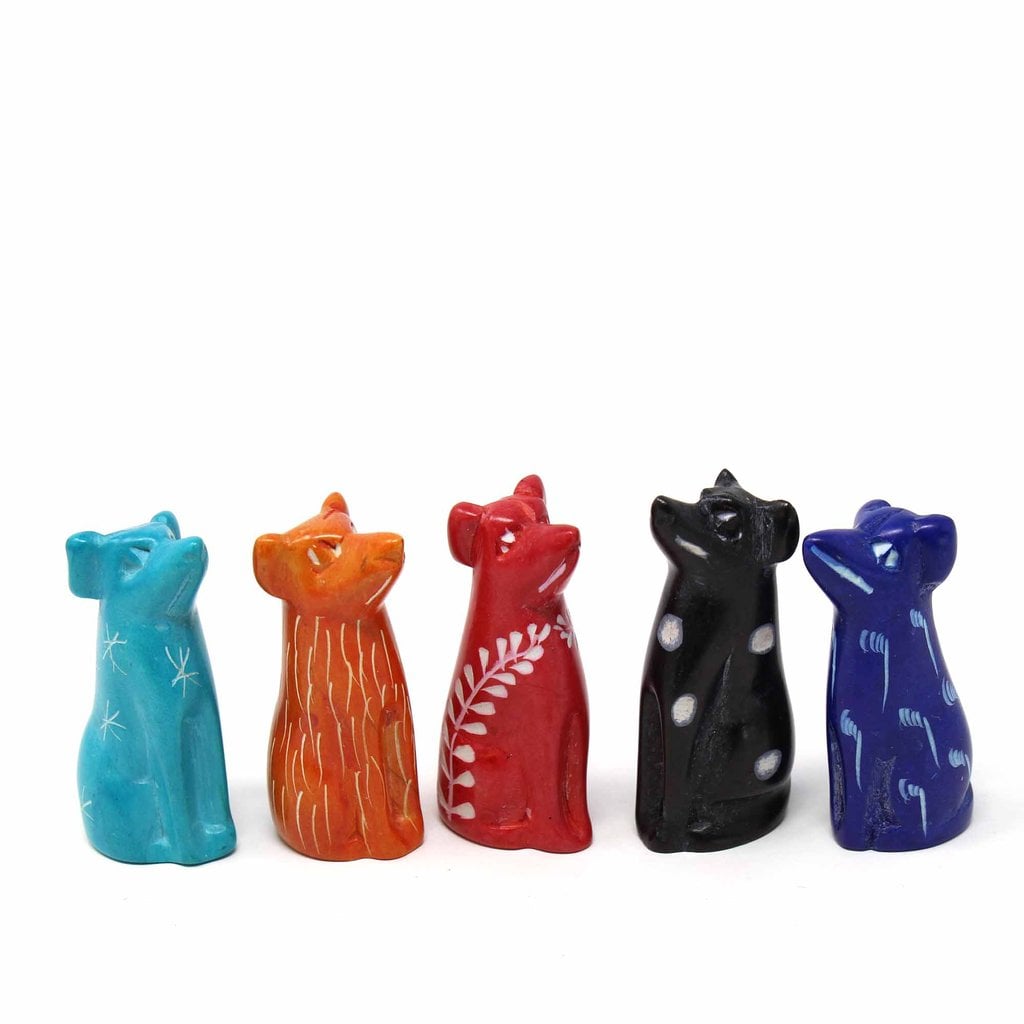 KSASDOG-5PK Soapstone Tiny Dogs Sculpture, Assorted Colors - Pack of 5