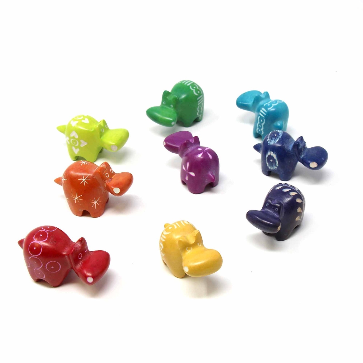 KSASMHIPPO-5PK Soapstone Tiny Hippos Sculpture, Assorted Colors - Pack of 5