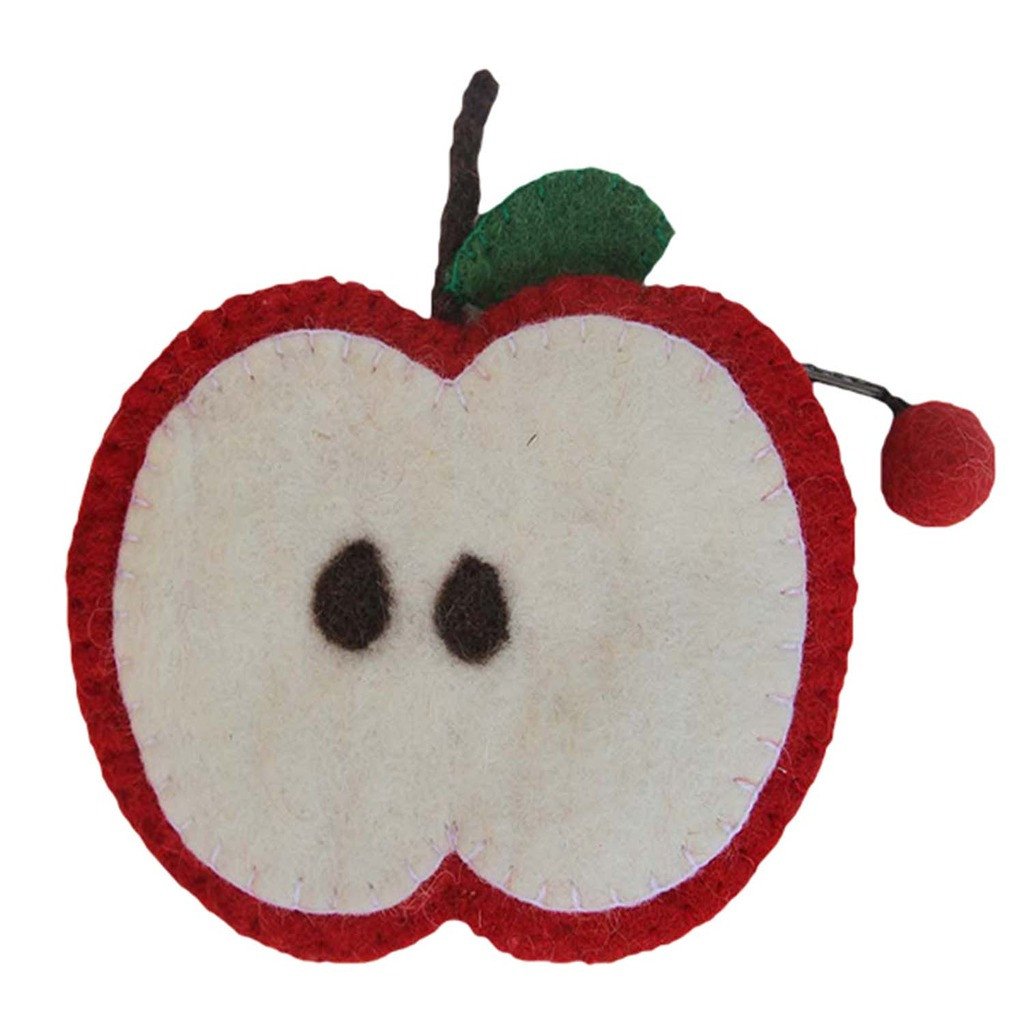 GLG2361-240101 Handmade & Fair Trade Felt Fruit Coin Purse - Apple