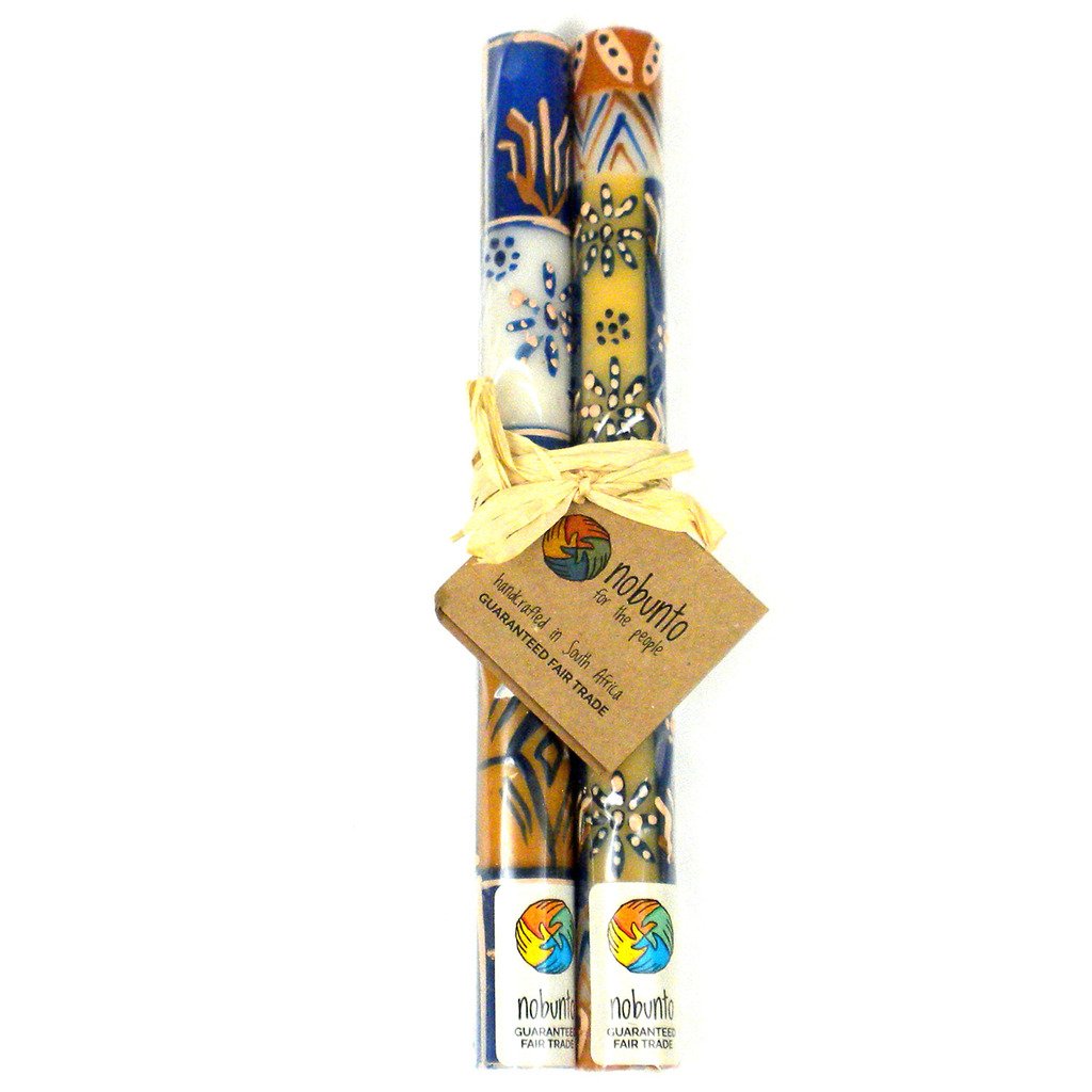 PCPOTDUR-595668 Handmade & Fair Trade Tall Hand Painted Candles, Durra Design - Pair