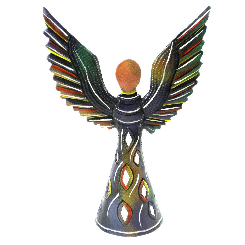Picture of Croix Des Bouquets HMDPA2 Handmade & Fair Trade 9 in. Hand Painted Standing Metal Angel