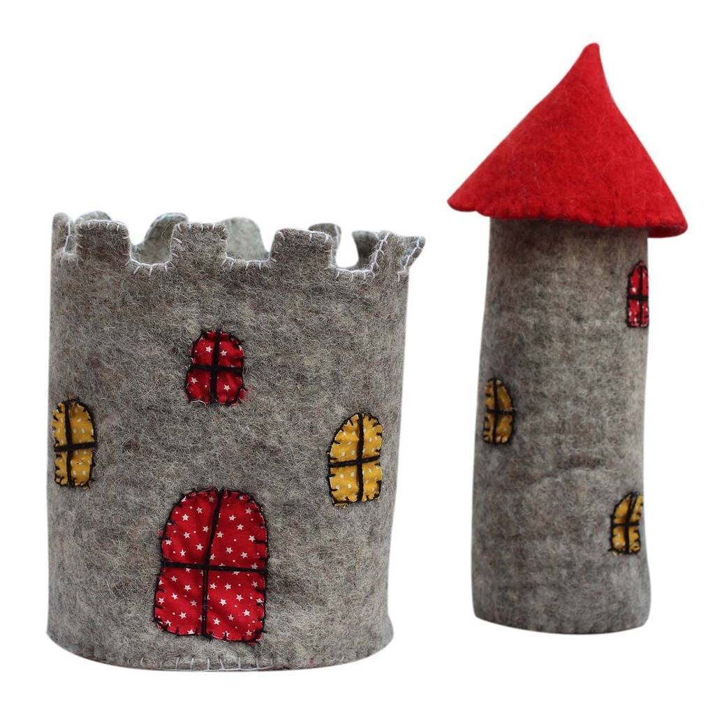 Picture of Global Groove GLG40003-01-241369 Handmade & Fair Trade Large Felt Castle with Red Roof