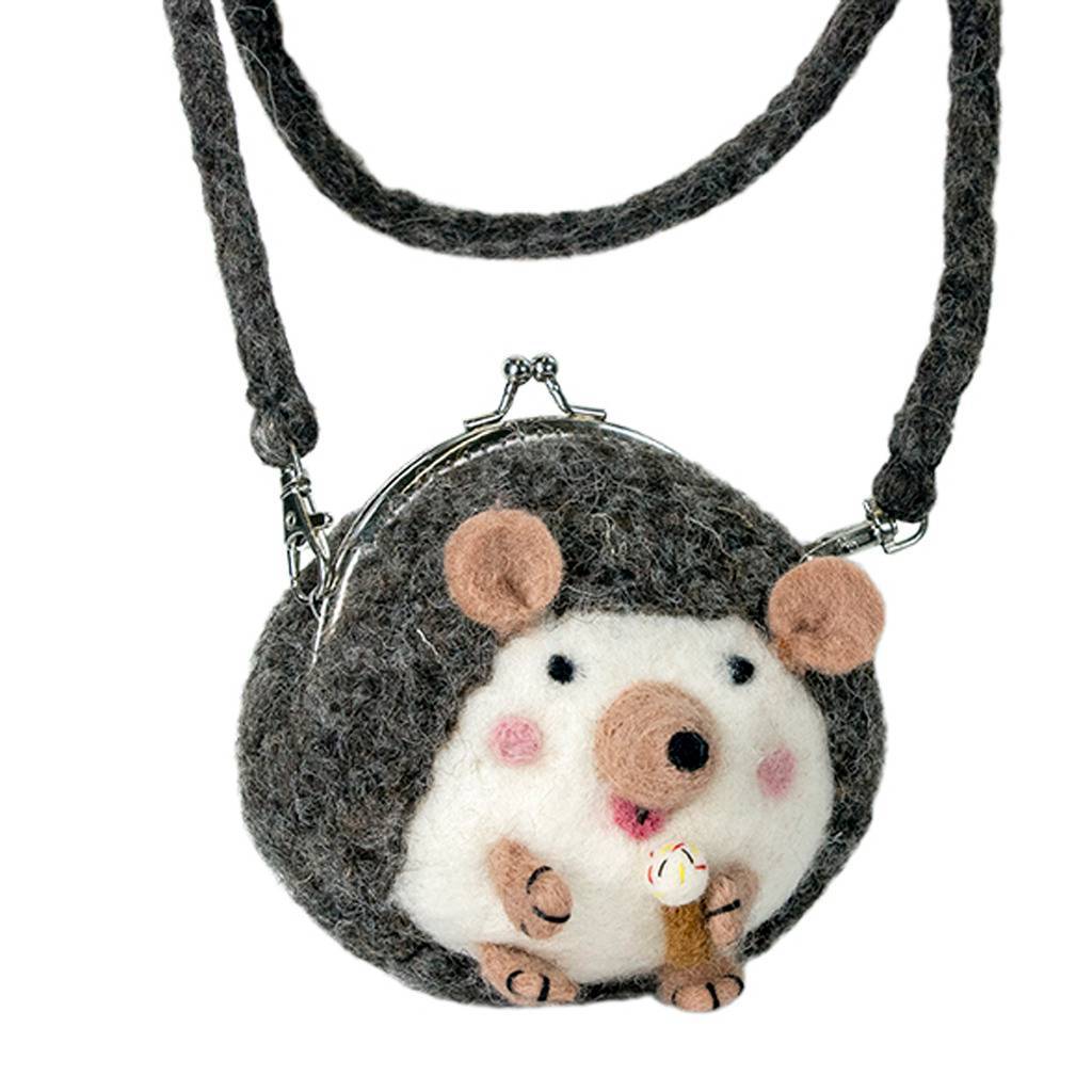 Handmade Critter Purse - Harper Hedgehog - 4.5in. Diameter - Eco-Friendly