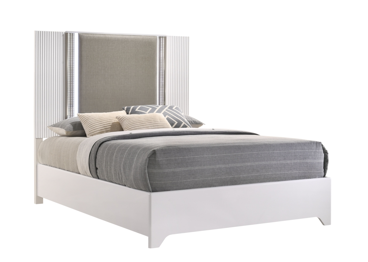 ASPEN-WH-QB Aspen Metallic Upholstery Chrome Bed, Gloss - Queen Size -  Global Furniture USA