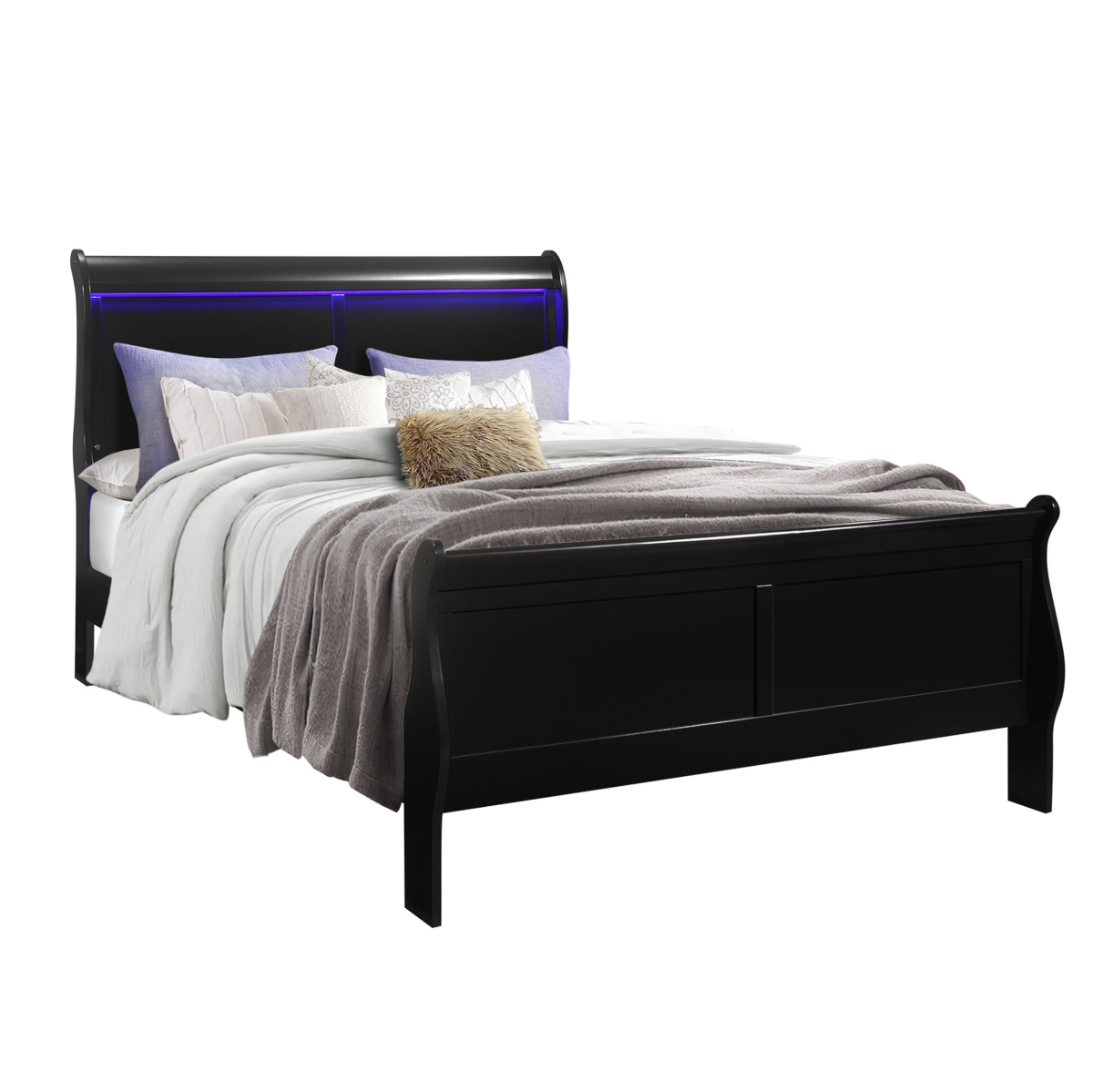 CHARLIE-BLACK-QB Charlie Bed, Black - Queen Size -  Global Furniture USA