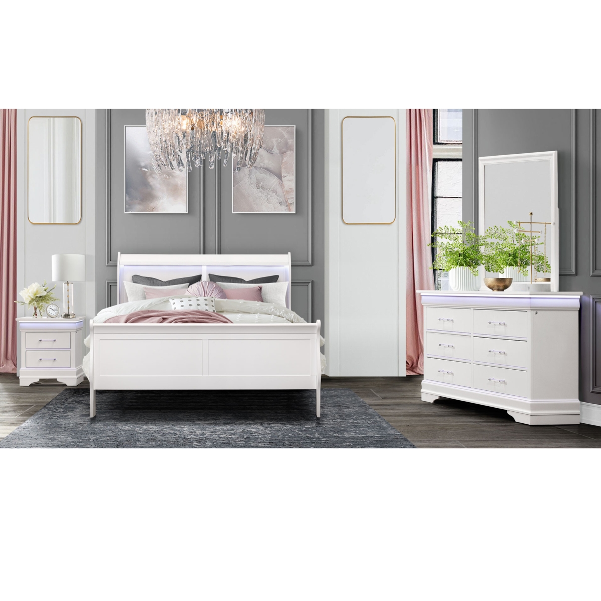 CHARLIE-WHITE-KB Charlie Bed, White - King Size -  Global Furniture USA