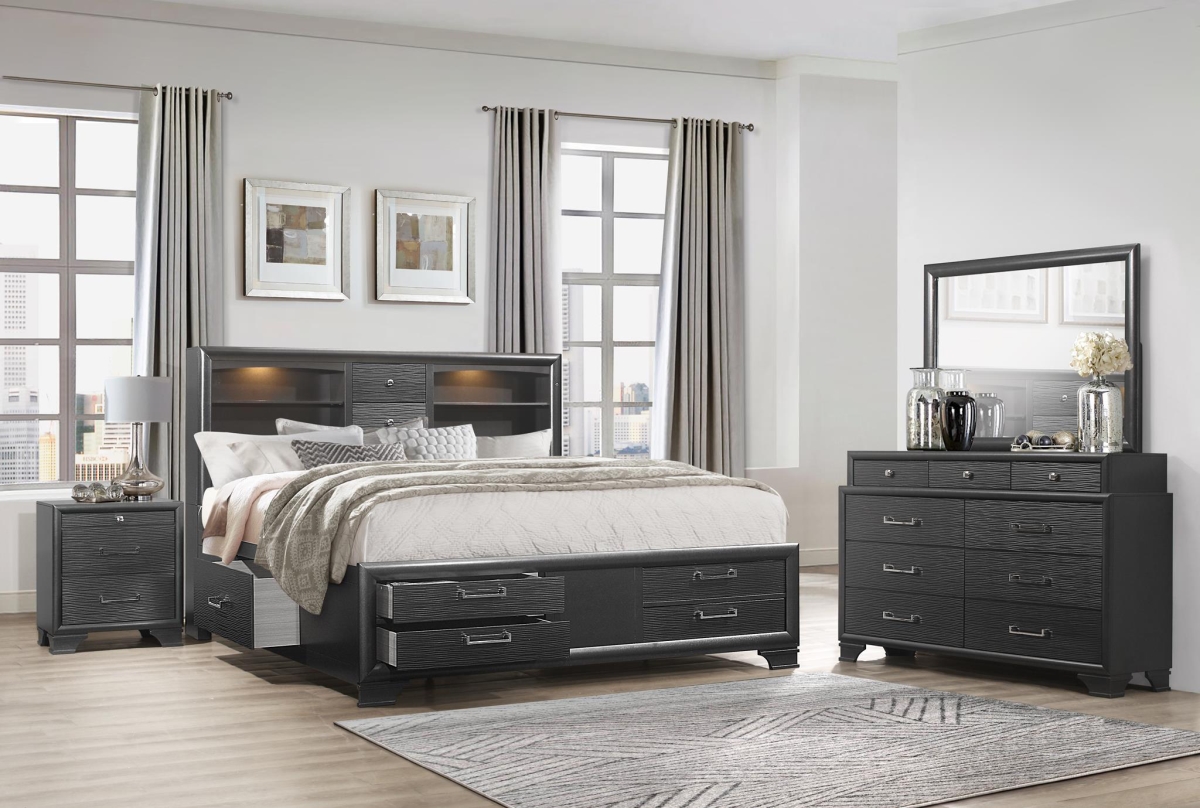 JORDYN-GREY-QBG Jordyn Gray Queen Size Bed Group -  Global Furniture USA