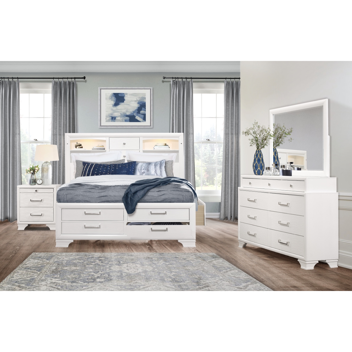 JORDYN-WH-KBG Jordyn White King Size Bed Group -  Global Furniture USA