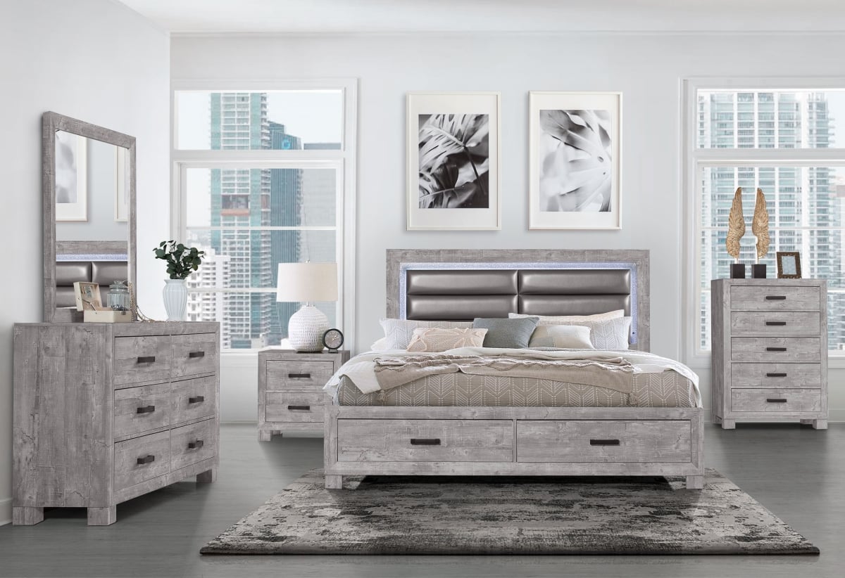 NOLAN-GREY-QBG Nolan Gray Queen Size Bed Group -  Global Furniture USA