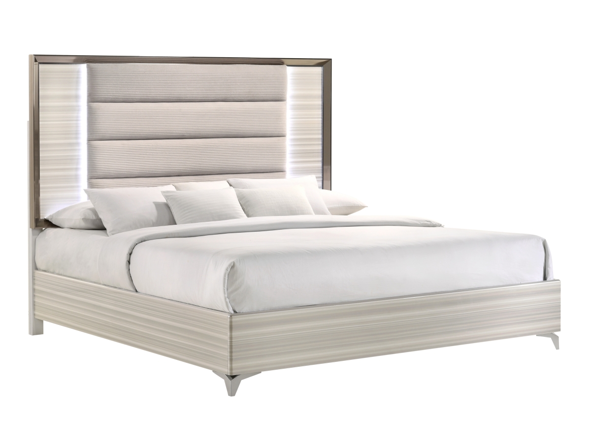 ZAMBRANO-WHITE-KB W- LED Zambrano White King Size Bed with LED -  Global Furniture USA, ZAMBRANO-WHITE-KB W/ LED