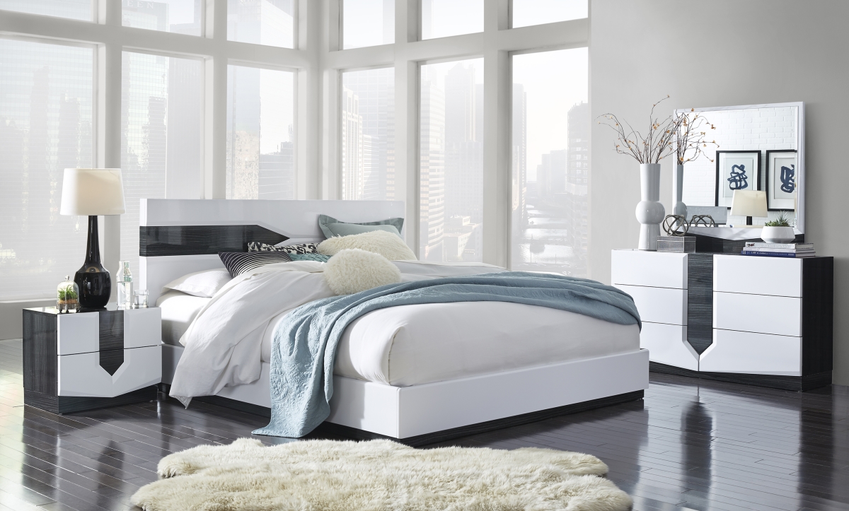 HUDSON-988-QBG-M Hudson White Queen Size Bed Group -  Global Furniture USA, HUDSON(988)-QBG(M)