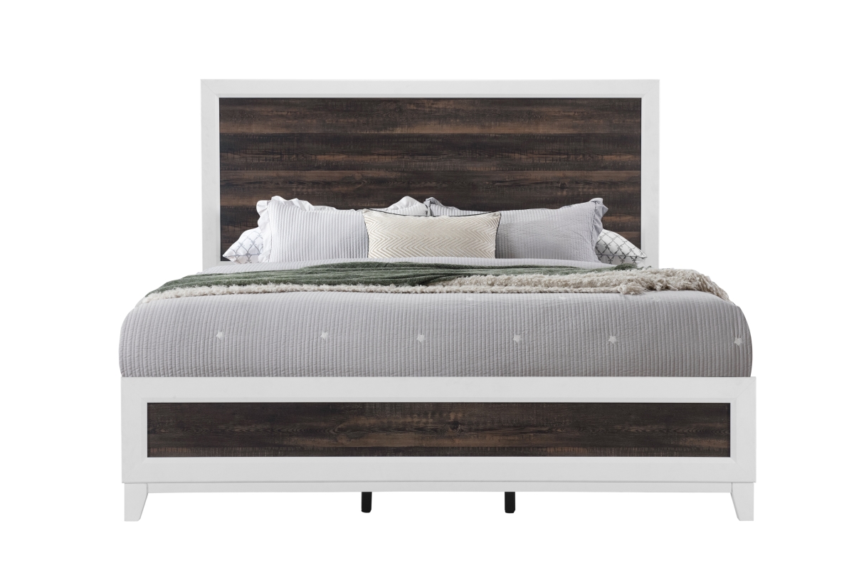 LISBON-OAK-WHITE-KB Lisbon Oak & White King Size Bed -  Global Furniture USA, LISBON-OAK/WHITE-KB
