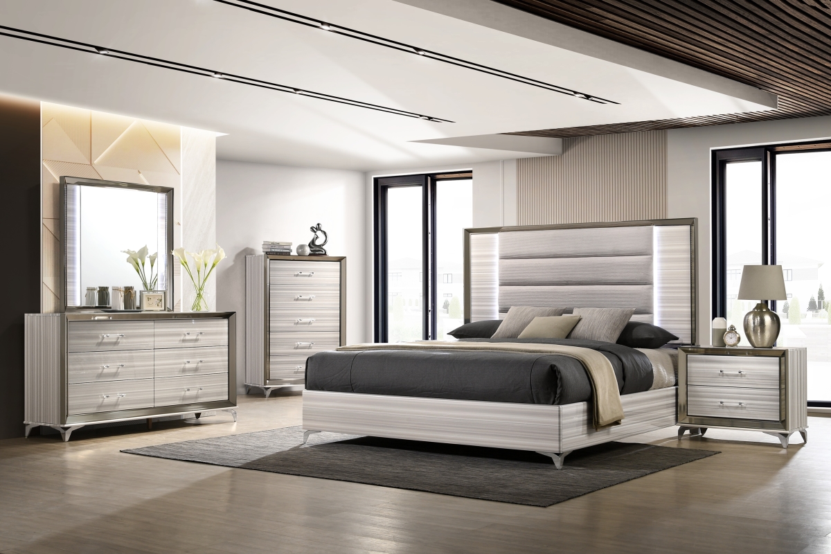 ZAMBRANO-WHITE-KBG Zambrano White King Size Bed Group -  Global Furniture USA