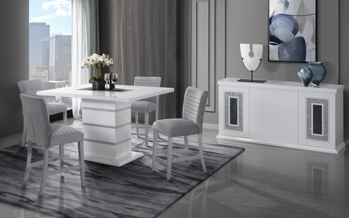 Picture of Global Furniture USA MONACO-WHITE-REC-BT Plus D1903BS-GRY Monaco Silver & White Rectangualr Bar Table