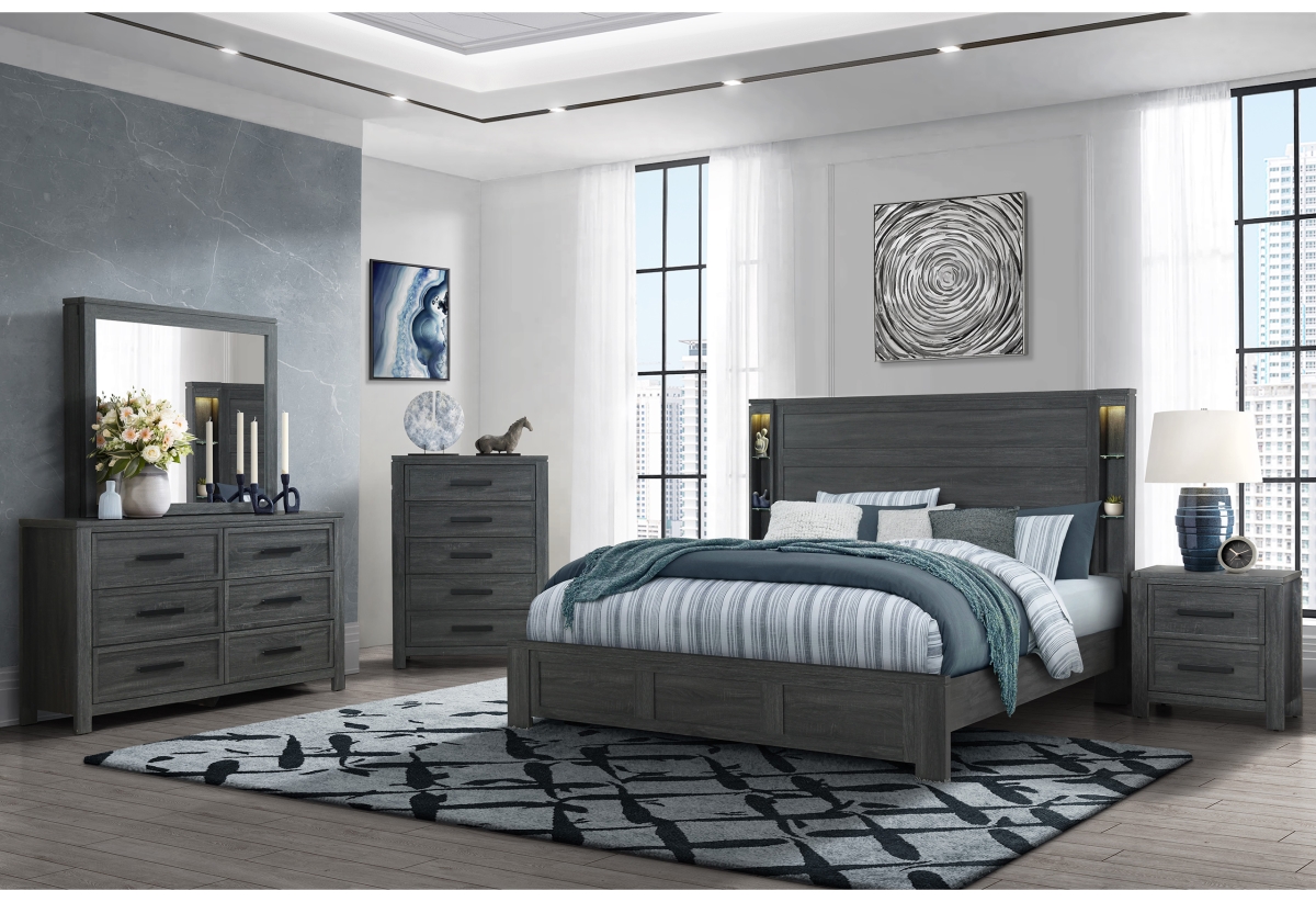 CYPRESS-DARK GREY-QB Cypress Bed - Dark Grey, Queen Size -  Global Furniture USA