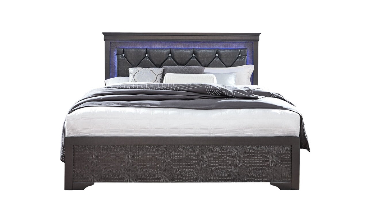 Picture of Global Furniture USA POMPEI-GR-FB-N Pompei Metallic Grey Full Bed with LED