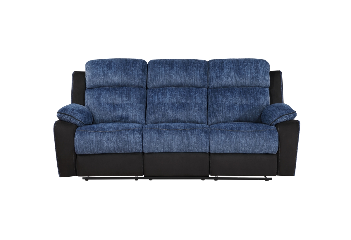 Picture of Global Furniture USA U5050-NAVY-BLK-RS Navy & Black Reclining Sofa