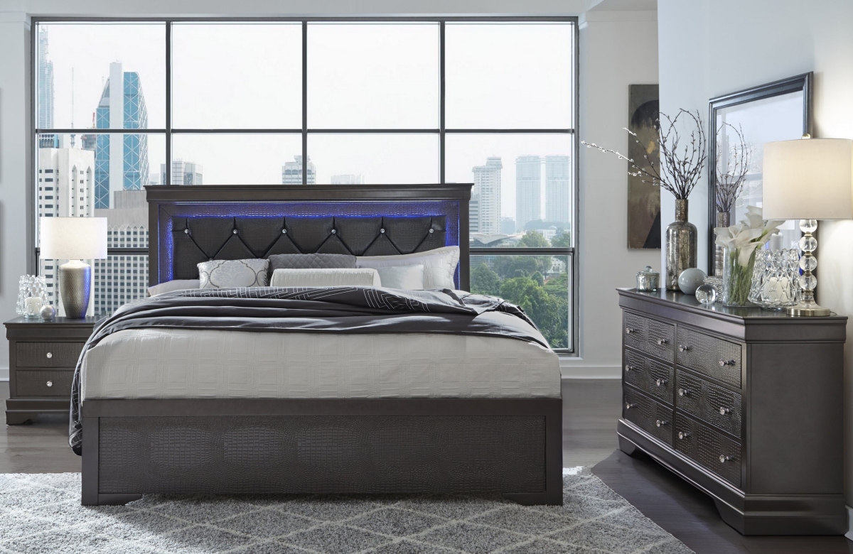 Picture of Global Furniture USA POMPEI-METALLIC GREY-FB-1 BOX-ECOM Metallic Grey Full Bed in A Box