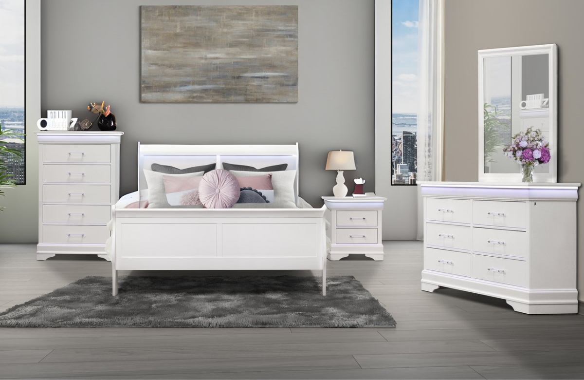 Picture of Global Furniture USA CHARLIE-WHITE-FB-1 BOX-ECOM Charlie White Full Bed in A Box