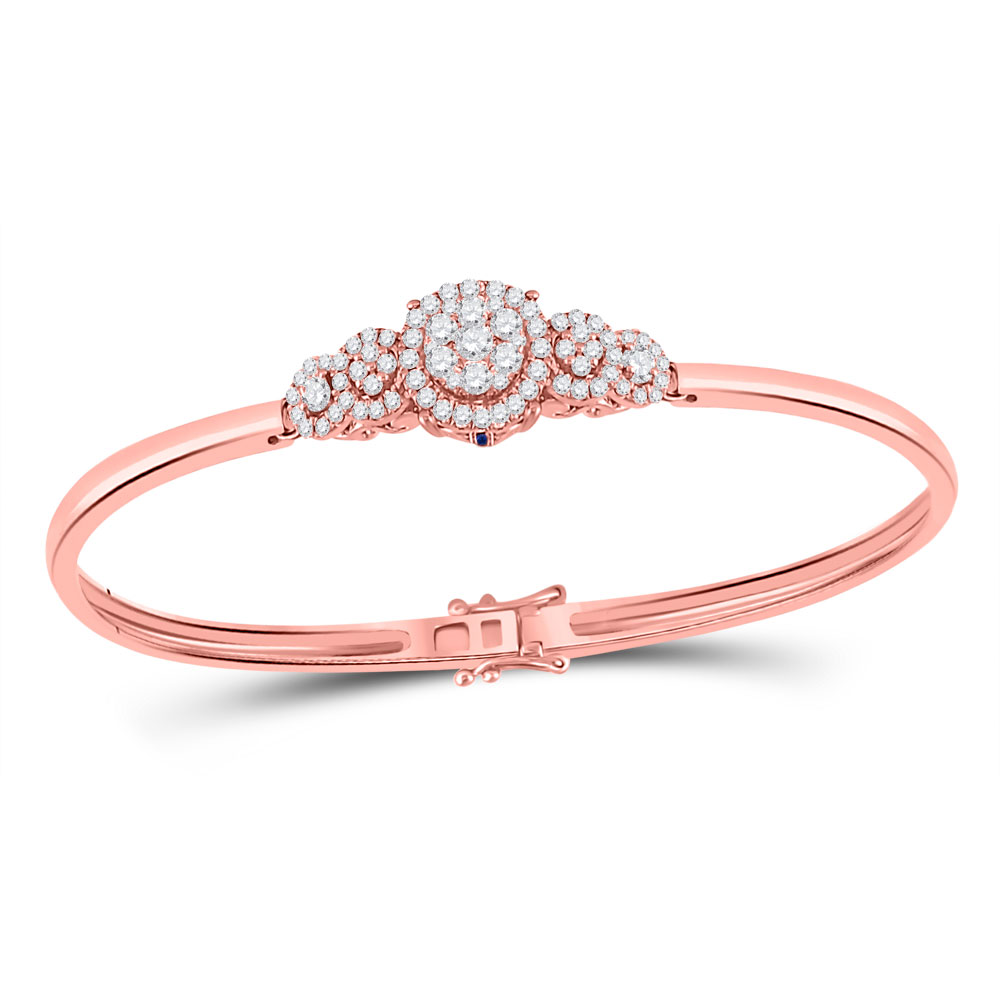 Picture of GND 150379 14KT Rose Gold Round Diamond Cluster Bangle Bracelet for Women - 0.75 CTTW