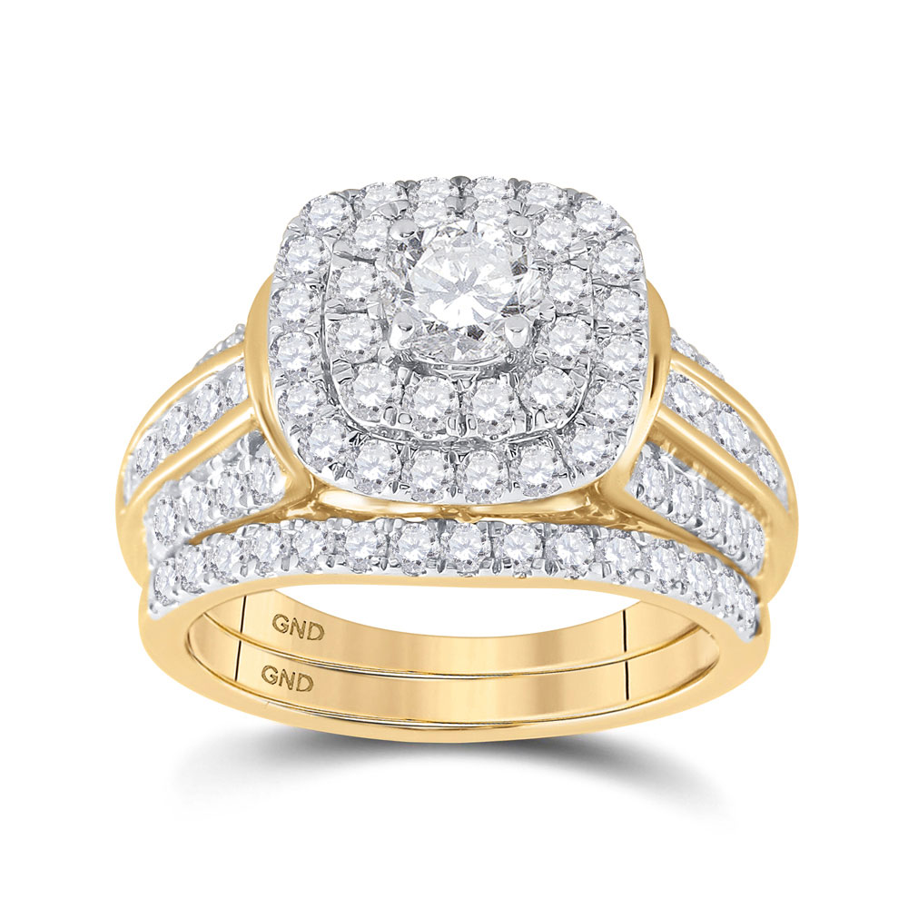 Picture of GND 116538 8.41 g 14KT Yellow Gold Round Diamond Bridal Wedding Ring Set - 2 CTTW - Size 7