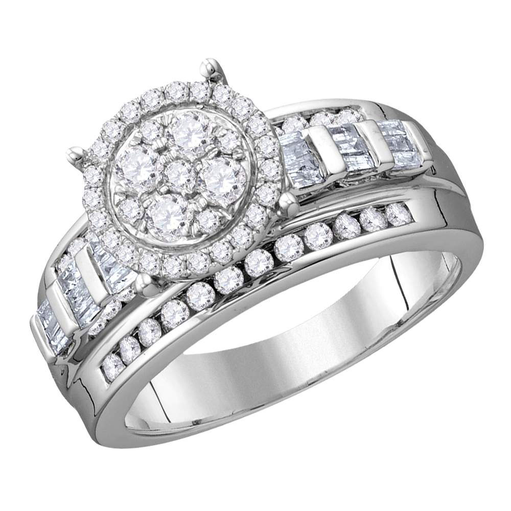 Picture of GND 120522 10KT White Gold Round Diamond Cluster Bridal Engagement Ring - 0.5 CTTW - Size 6