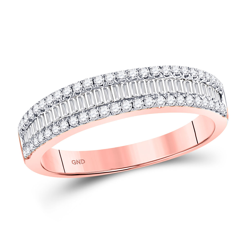 Picture of GND 121051 14KT Rose Gold Baguette Diamond Anniversary Band Ring for Women - 0.5 CTTW - Size 7