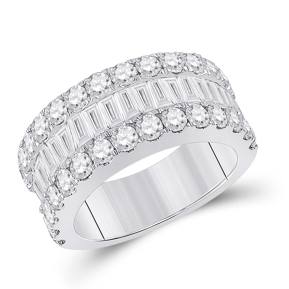 121064 14KT White Gold Baguette Diamond Anniversary Ring for Women - 3 CTTW - Size 7 -  GND