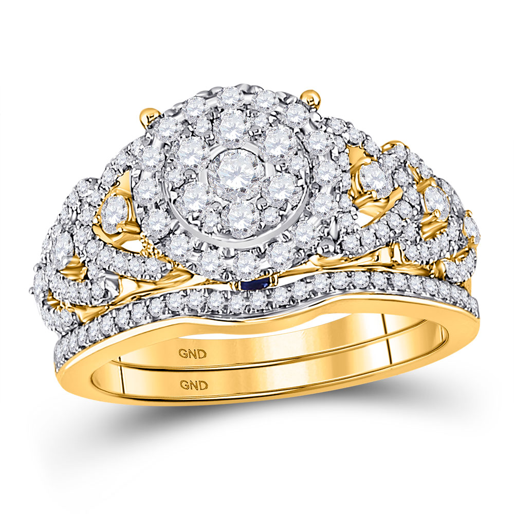Picture of GND 127637 5.87 g 14KT Yellow Gold Round Diamond Bridal Wedding Ring Set - 1 CTTW - Size 7