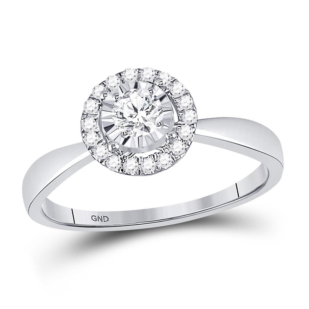 Picture of GND 129984 2.53 g 14KT White Gold Round Diamond Halo Bridal Engagement Ring - 0.33 CTTW