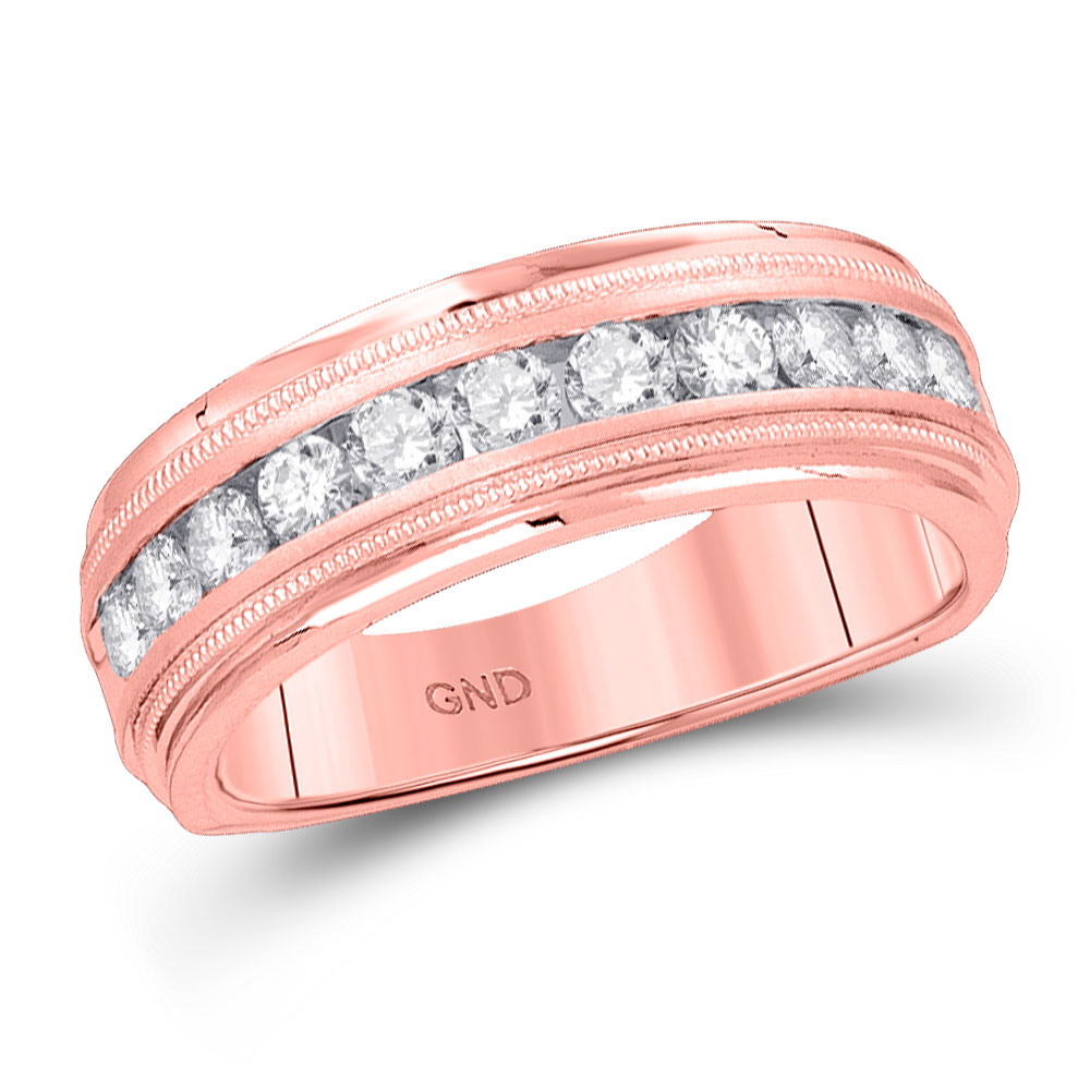 Picture of GND 150875 10KT Rose Gold Round Diamond Wedding Single Row Band Ring - 0.25 CTTW - Size 10
