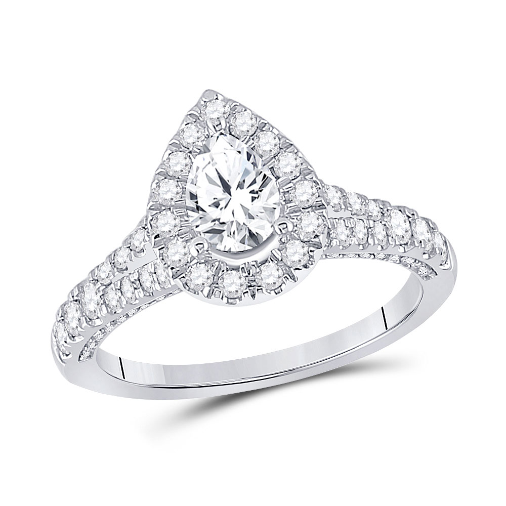 Picture of GND 152315 14KT White Gold Pear Diamond Halo Bridal Engagement Ring - 1 & 0.25 CTTW