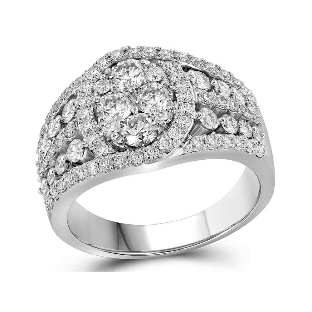 Picture of GND 109549 10KT White Gold Round Diamond Oval Cluster Ring for Women - 1 & 0.625 CTTW - Size 7