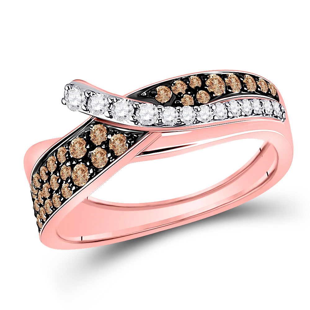 Picture of GND 148769 14KT Rose Gold Round Brown Diamond Band Ring for Women - 0.5 CTTW - Size 7
