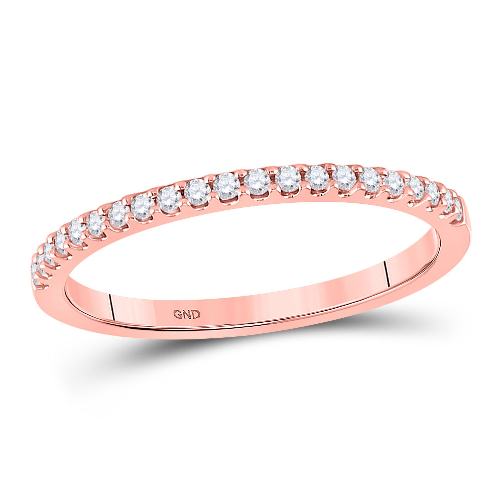 Picture of GND 151477 1.79 g 14KT Rose Gold Round Diamond Wedding Single Row Band for Women - 0.166 CTTW - Size 7