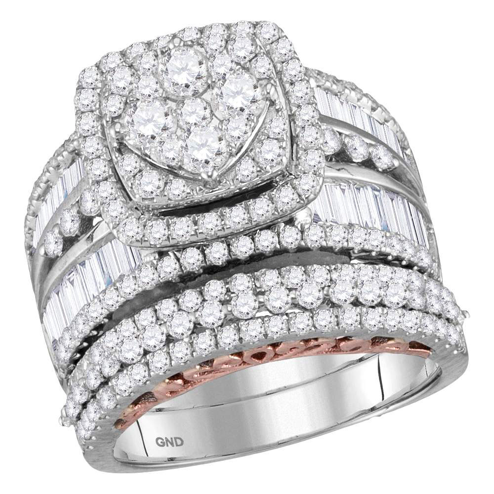 Picture of GND 117499 9.62 g 14KT Two-Tone Gold Round Diamond Bridal Wedding Ring Set - 2 & 0.5 CTTW - Size 7