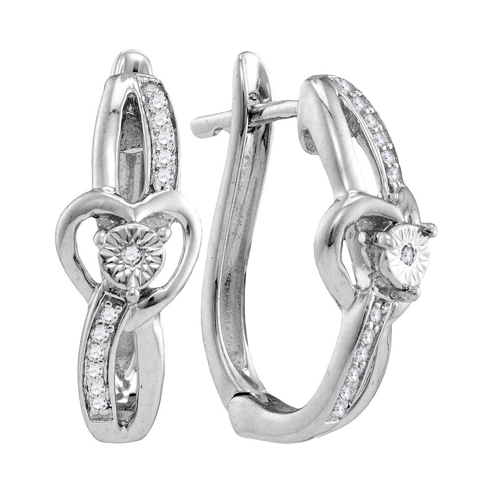 Picture of GND 110719 Sterling Silver Round Diamond Heart Hoop Earrings for Women - 0.05 CTTW