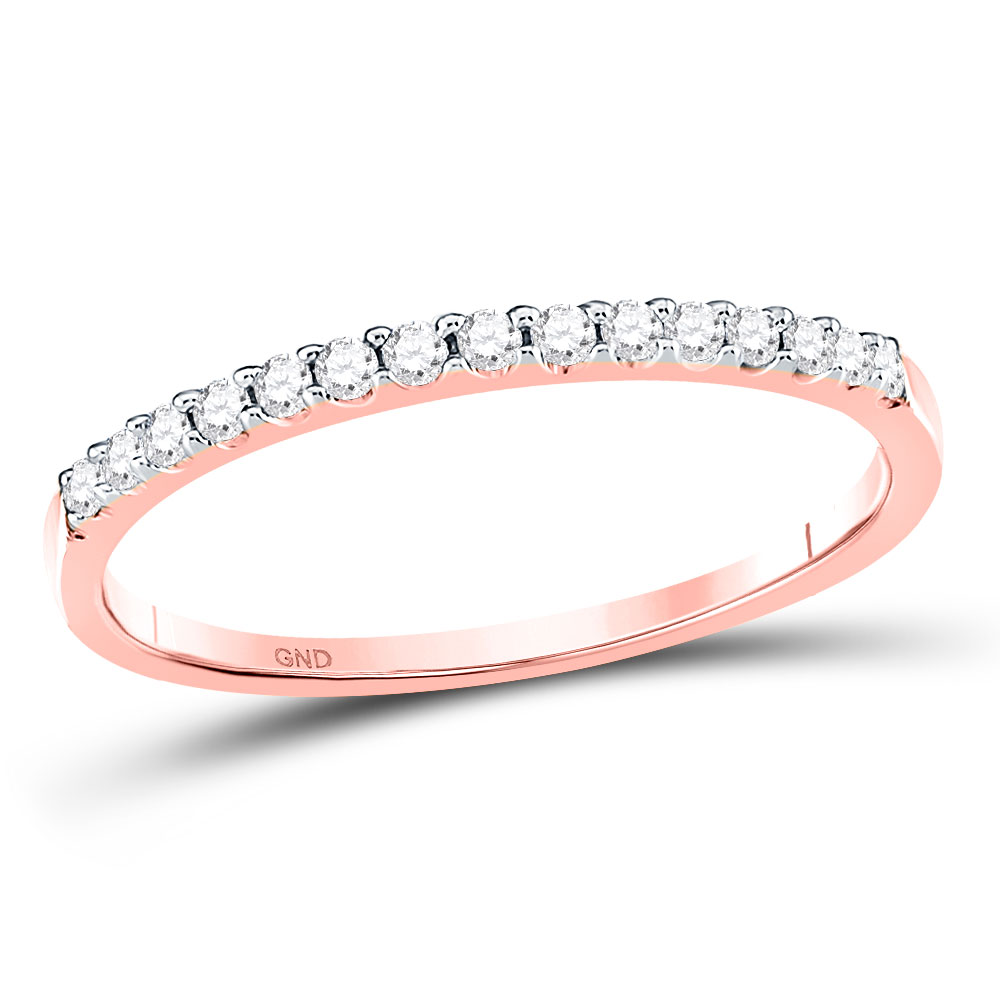 Picture of GND 96562 14KT Rose Gold Round Diamond Wedding Single Row Band for Women - 0.166 CTTW - Size 7