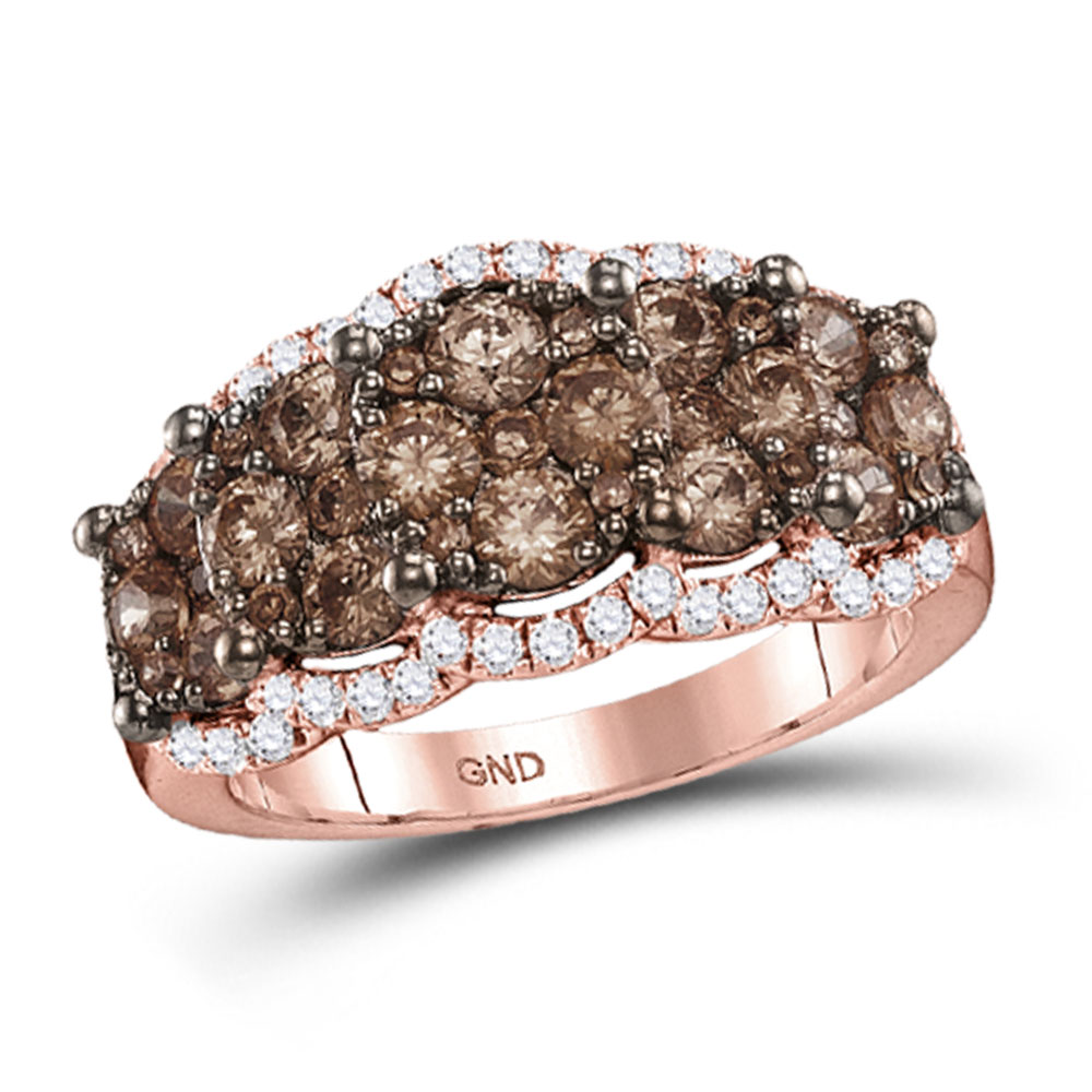 Picture of GND 119013 14KT Rose Gold Round Brown Diamond Band Ring for Women - 2 CTTW - Size 7
