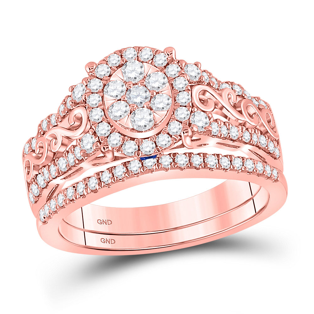 Picture of GND 151833 14KT Rose Gold Round Diamond Bridal Wedding Ring Set - 0.75 CTTW