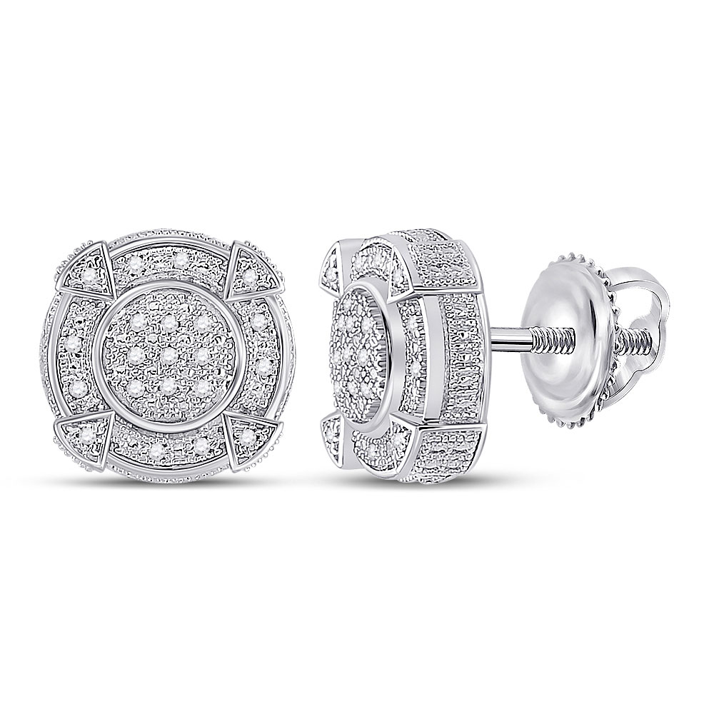 Picture of GND 83693 3.83 g Sterling Silver Round Diamond Disk Circle Earrings for Men - 0.166 CTTW