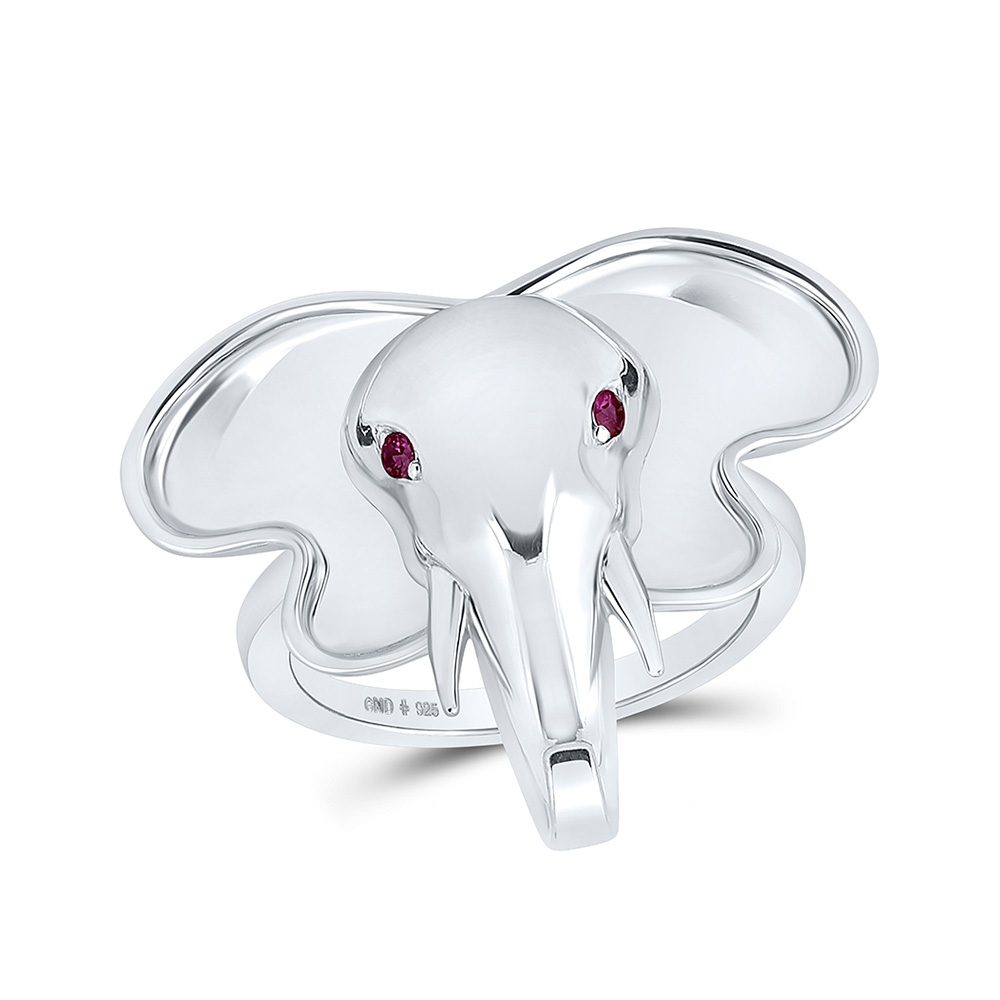 Picture of GND 164769 Sterling Silver Round Ruby Elephant Animal Ring - 0.03 CTTW