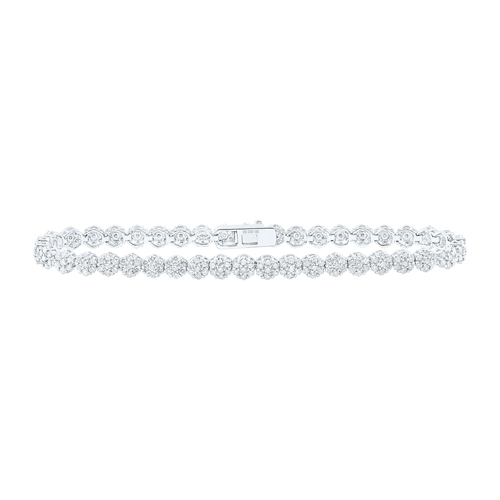 Picture of GND 164802 10K White Gold Round Diamond Cluster Link Fashion Bracelet - 3.2 CTTW