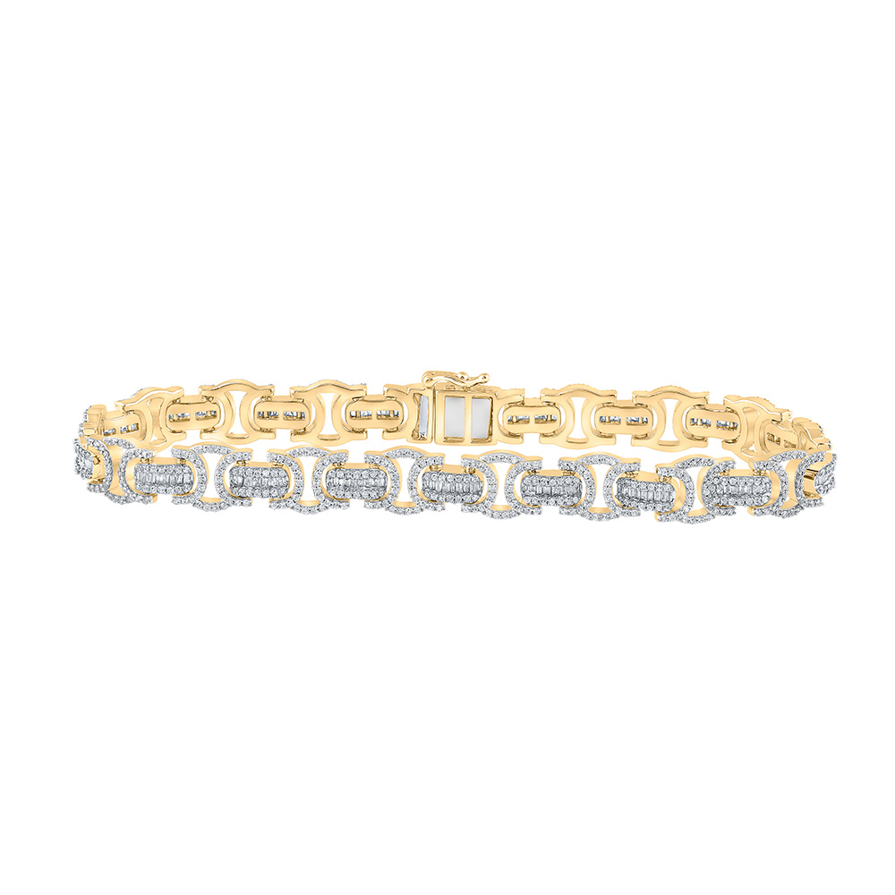 Picture of GND 164672 10K Yellow Gold Baguette Diamond Link Bracelet - 3.75 CTTW
