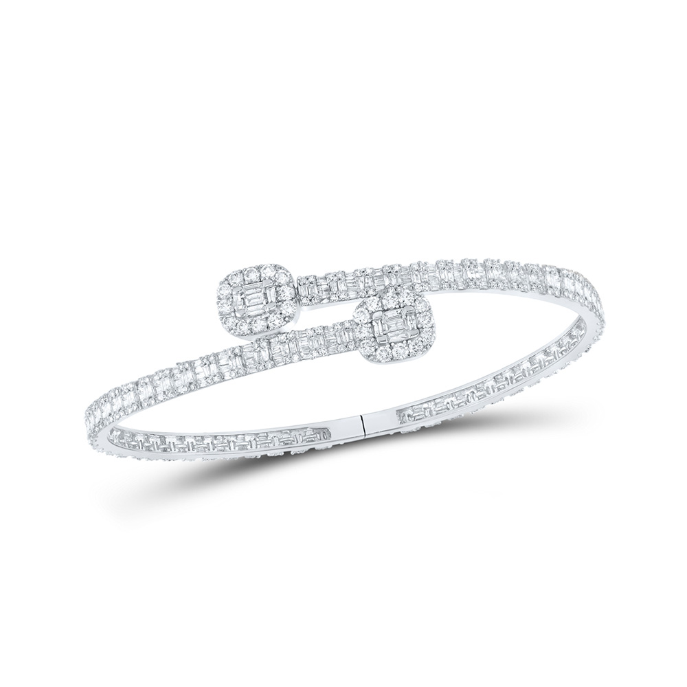 Picture of GND 166778 10K White Gold Baguette Diamond Cuff Bangle Bracelet - 4.25 CTTW