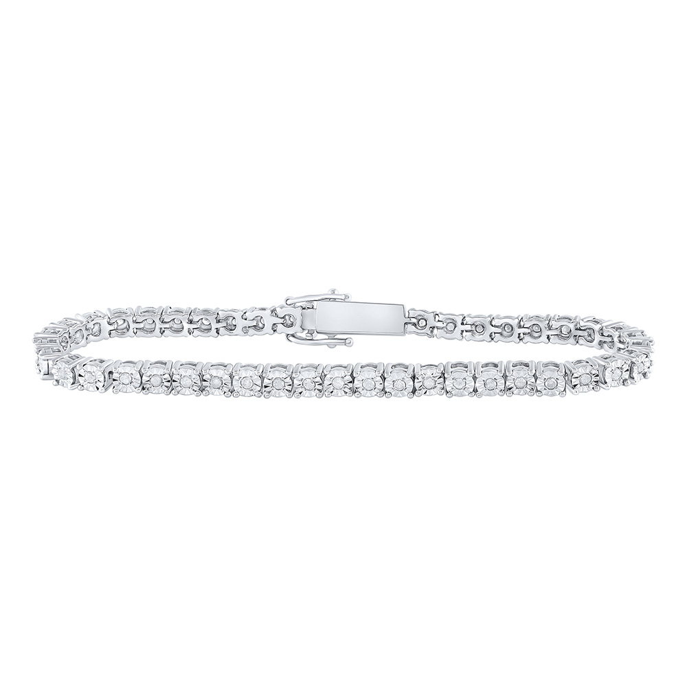 Picture of GND 167415 Sterling Silver Round Diamond Single Row Fashion Bracelet - 1 CTTW