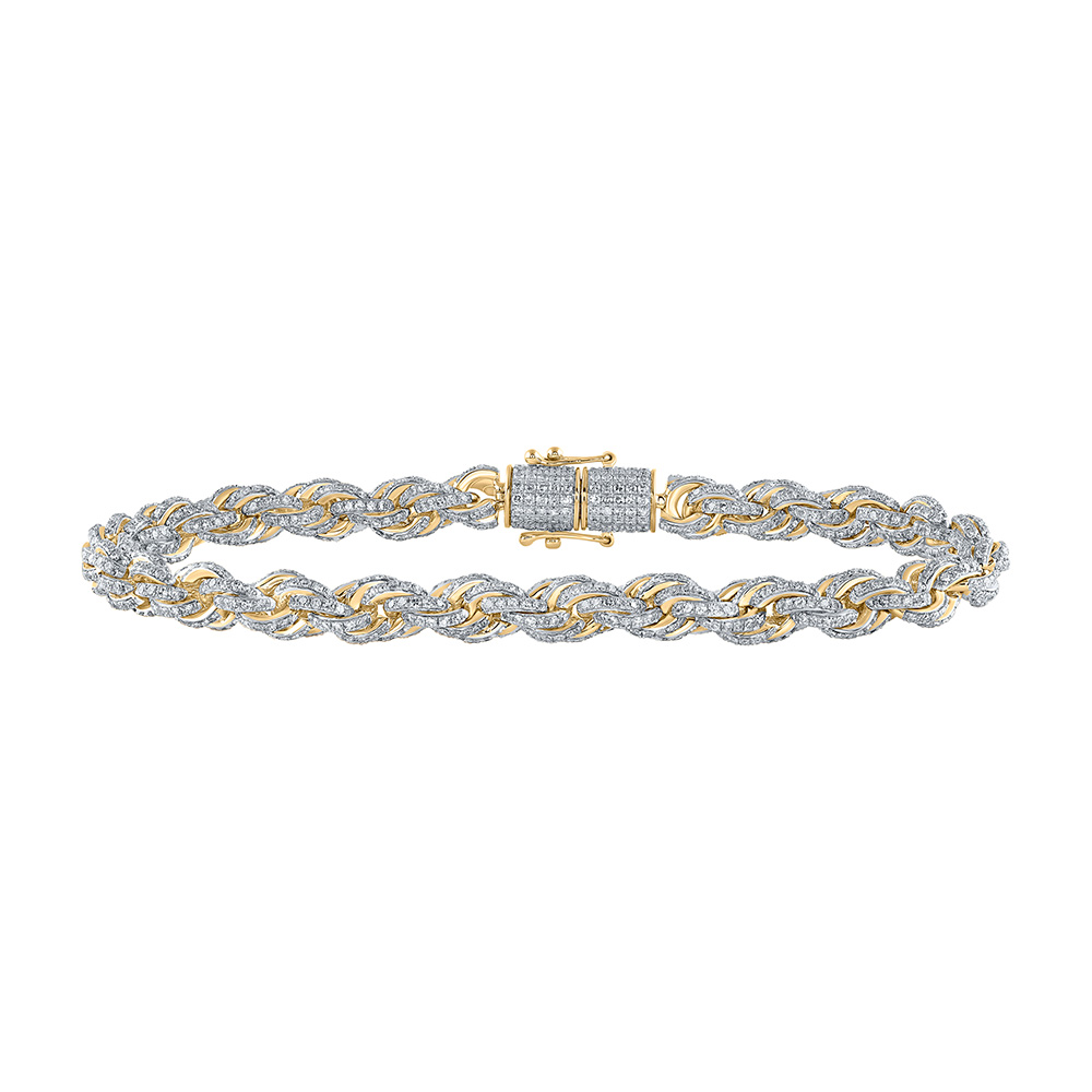 Picture of GND 166172 10K Yellow Gold Round Diamond 8.5 in. Rope Chain Bracelet - 6.2 CTTW