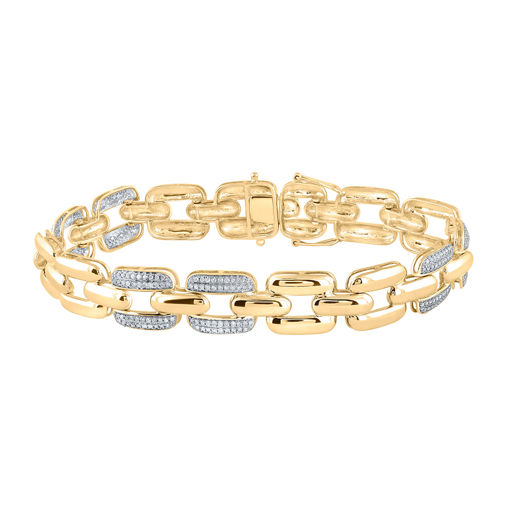 Picture of GND 166177 10K Yellow Gold Round Diamond Anchor Link Bracelet - 1 CTTW
